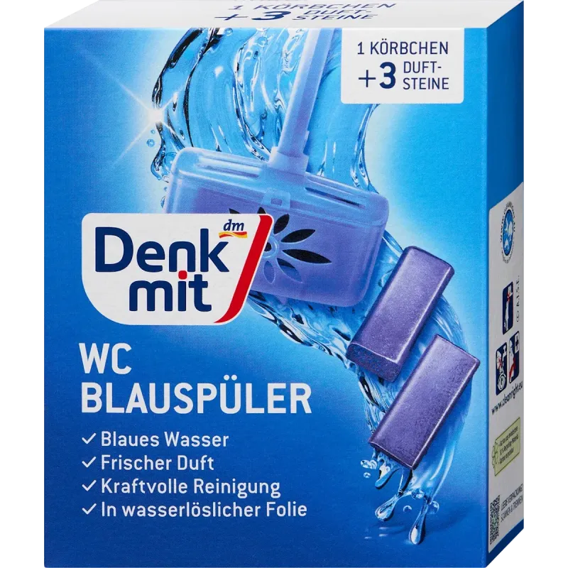 Sistem de spălare pentru toaletă albastru, 3 bucăți