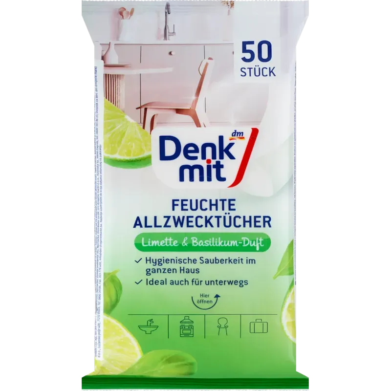 Șervețele umede universale cu lime și busuioc, 50 bucăți