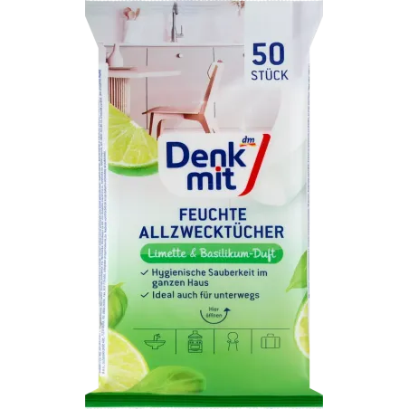 Șervețele umede universale cu lime și busuioc, 50 bucăți