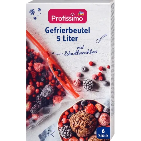 Pungi de congelare 5 l cu sistem de închidere rapidă, 6 bucăți