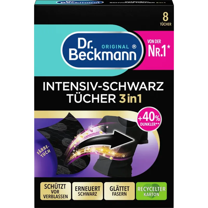 Șervețele umede colorate Negru intens 3 în 1, 8 bucăți