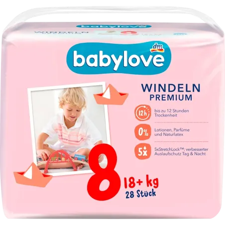 Scutece Premium Mărimea 8 18+ kg, 28 bucăți