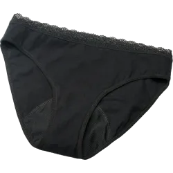 Chiloți menstruali din dantelă negri, mărimea M natural, 1 bucată