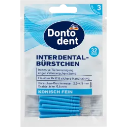 Periuțe interdentare albastre 0,6 mm ISO 3, 32 bucăți