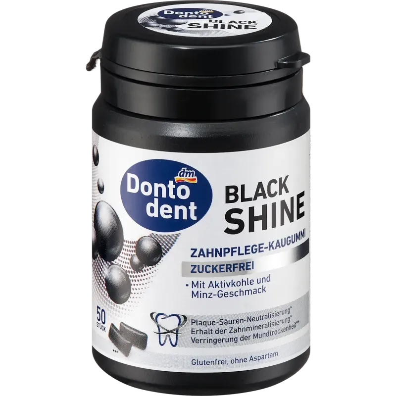 Gumă de mestecat Black Shine cu cărbune activ, 50 bucăți