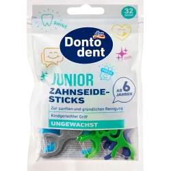 Bețișoare de ață dentară Junior de la 6 ani, 32 bucăți