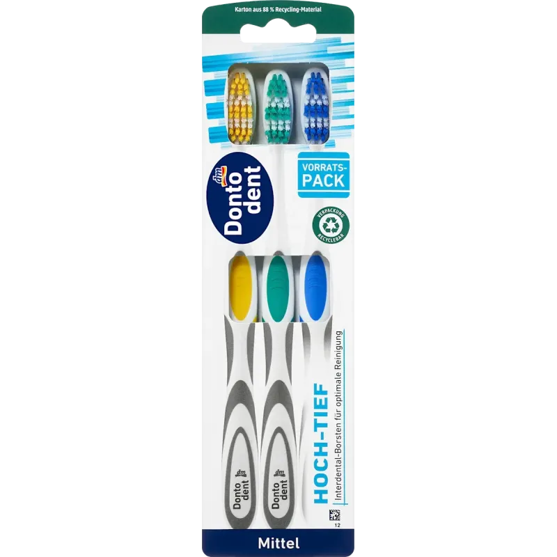 Periuțe de dinți medii, 3 bucăți