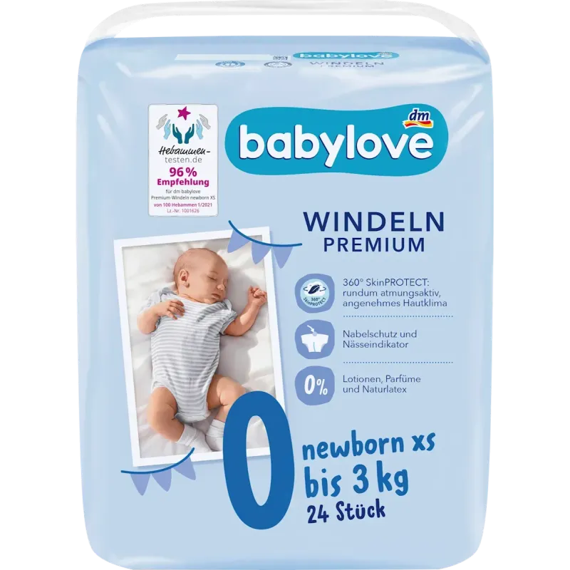 Scutece Premium Mărimea 0 Nou-născuți XS (până la 3 kg), 24 buc