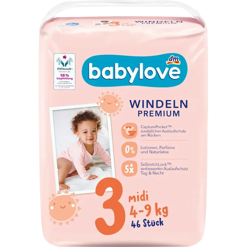 Scutece Premium Mărimea 3 Midi (4-9 kg), 46 buc