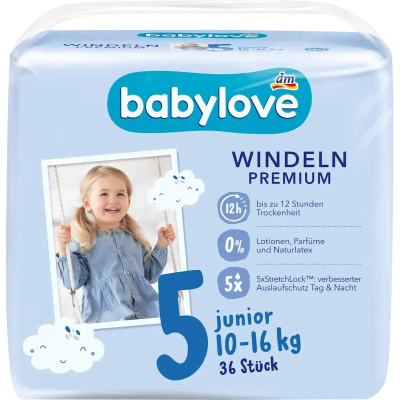 Scutece Premium Mărimea 5, Junior, 10-16 kg, 36 bucăți