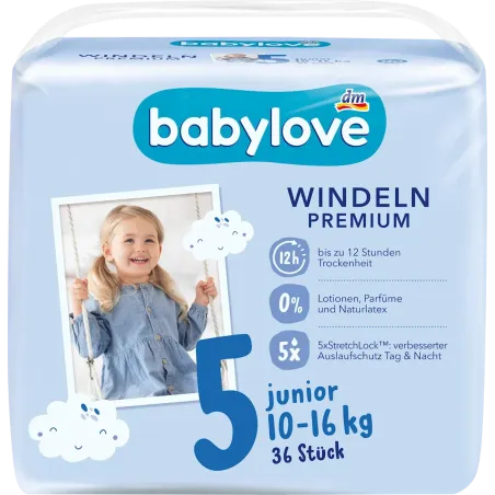 Scutece Premium Mărimea 5, Junior, 10-16 kg, 36 bucăți