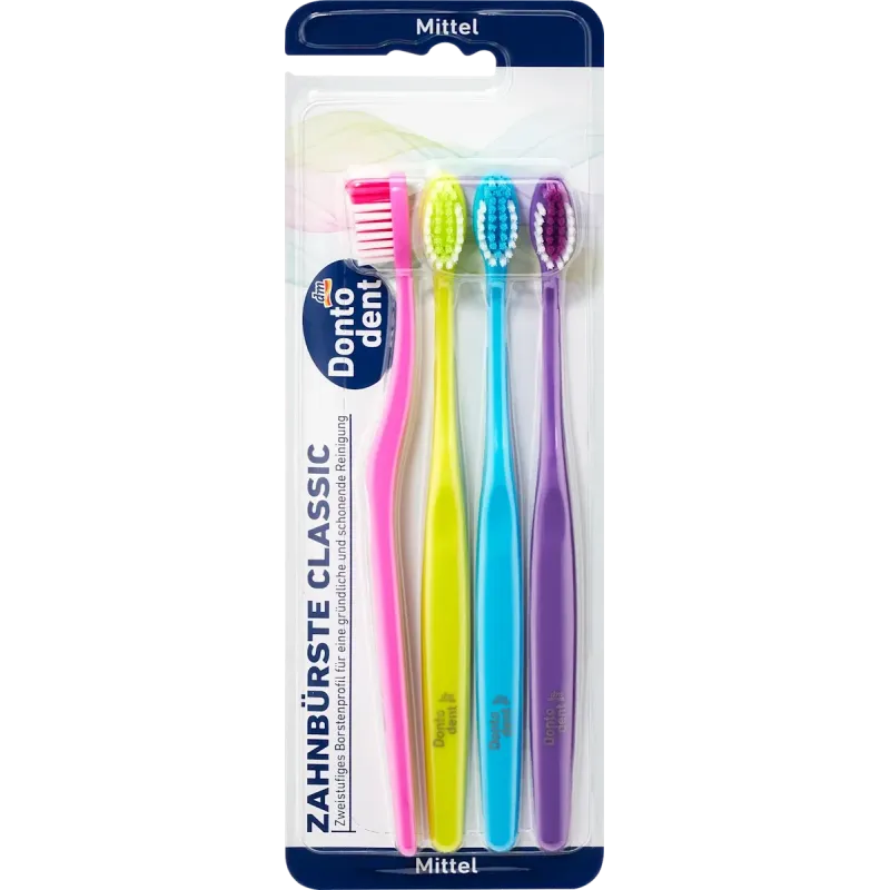 Periuță de dinți medie clasică, 4 bucăți