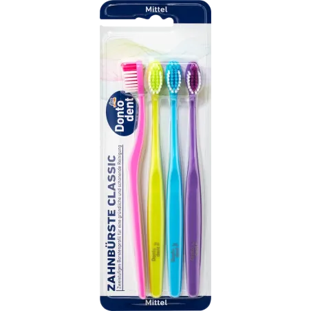 Periuță de dinți medie clasică, 4 bucăți