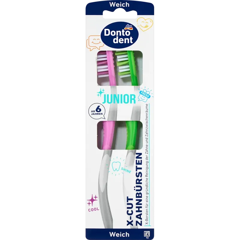 Periuță de dinți Junior X-Cut, moale, 2 bucăți