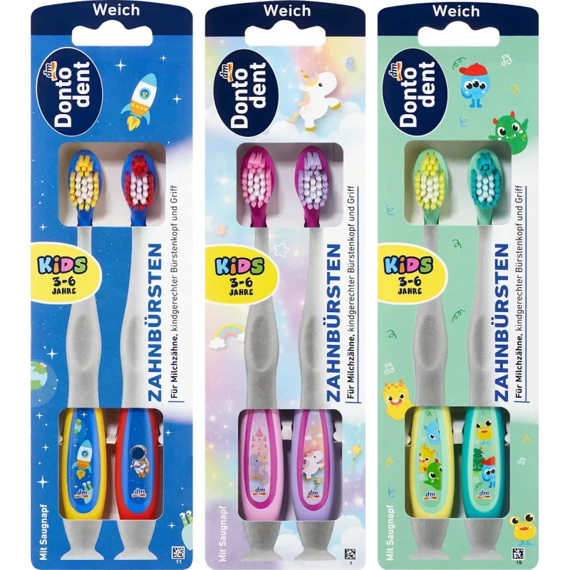 Periuță de dinți pentru copii moale 3-6 ani, 2 bucăți