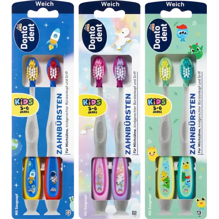 Periuță de dinți pentru copii moale 3-6 ani, 2 bucăți