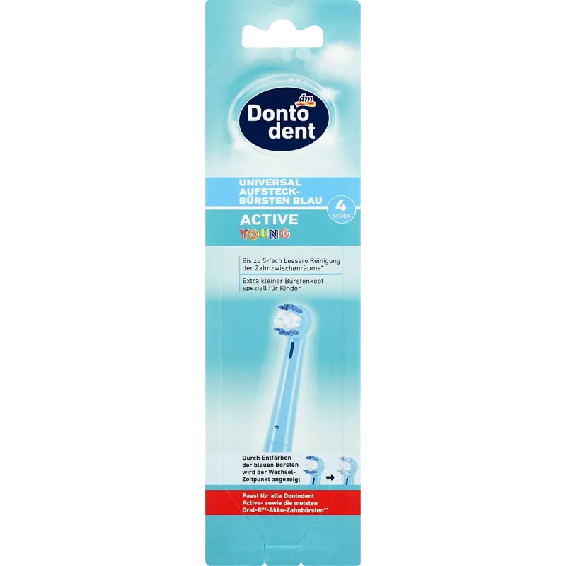 Capete de periuță universale Active Young albastre, 4 bucăți