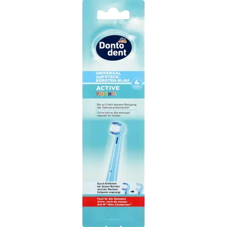 Capete de periuță universale Active Young albastre, 4 bucăți