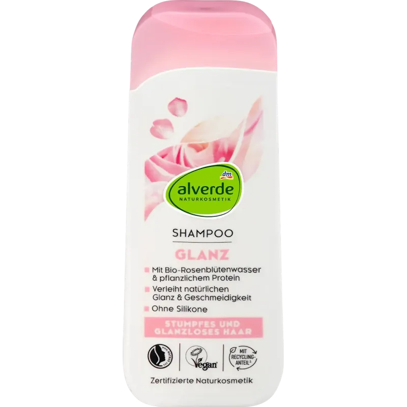 Șampon pentru strălucire cu apă de trandafiri și proteine ​​vegetale, 200 ml