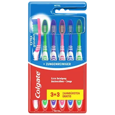 Periuță de dinți medie Extra Clean, 6 bucăți