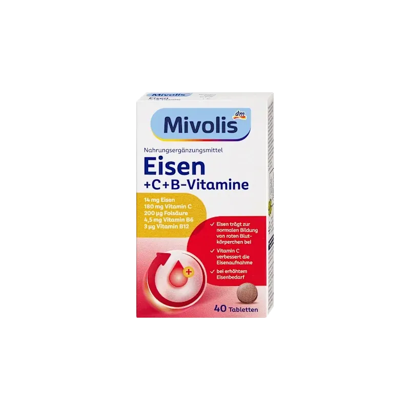 Comprimate cu fier + vitamina C + vitamine B, 40 buc, 24 g