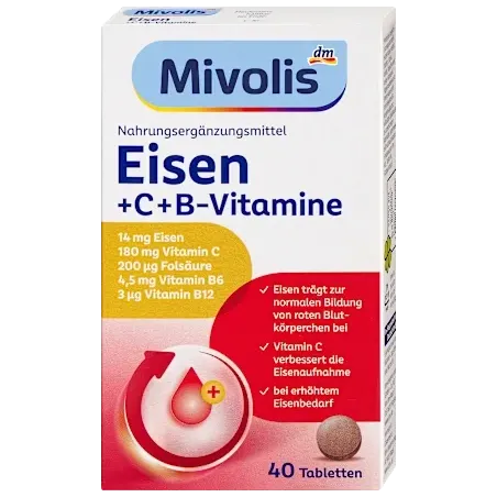 Comprimate cu fier + vitamina C + vitamine B, 40 buc, 24 g