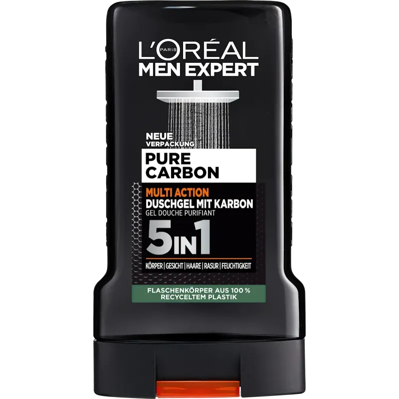 Gel de duș Pure Carbon cu cărbune, acțiune multiplă 5 în 1, 250 ml