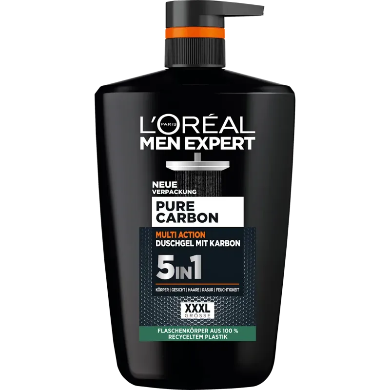 Gel de duș Pure Carbon cu cărbune, acțiune multiplă 5 în 1, 1.000 ml