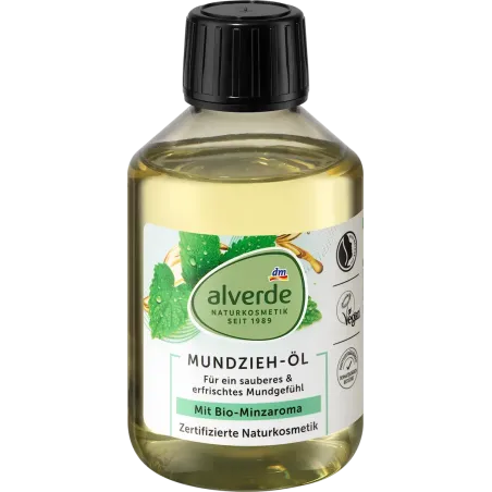 Apă de gură organică cu ulei de mentă pentru clătire și clătire cu ulei (oil pulling), 200 ml