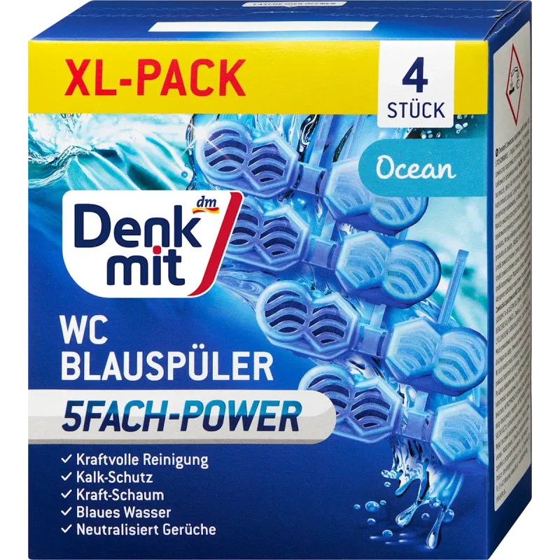Soluție de curățare pentru vasul de toaletă Ocean Blue, 4 bucăți.
