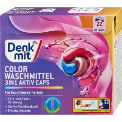 Capsule active detergent de rufe colorat 3 în 1, 22 WL