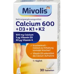 Calciu 600 + Vitamina D3 + K1 + K2, 30 buc., 50 g