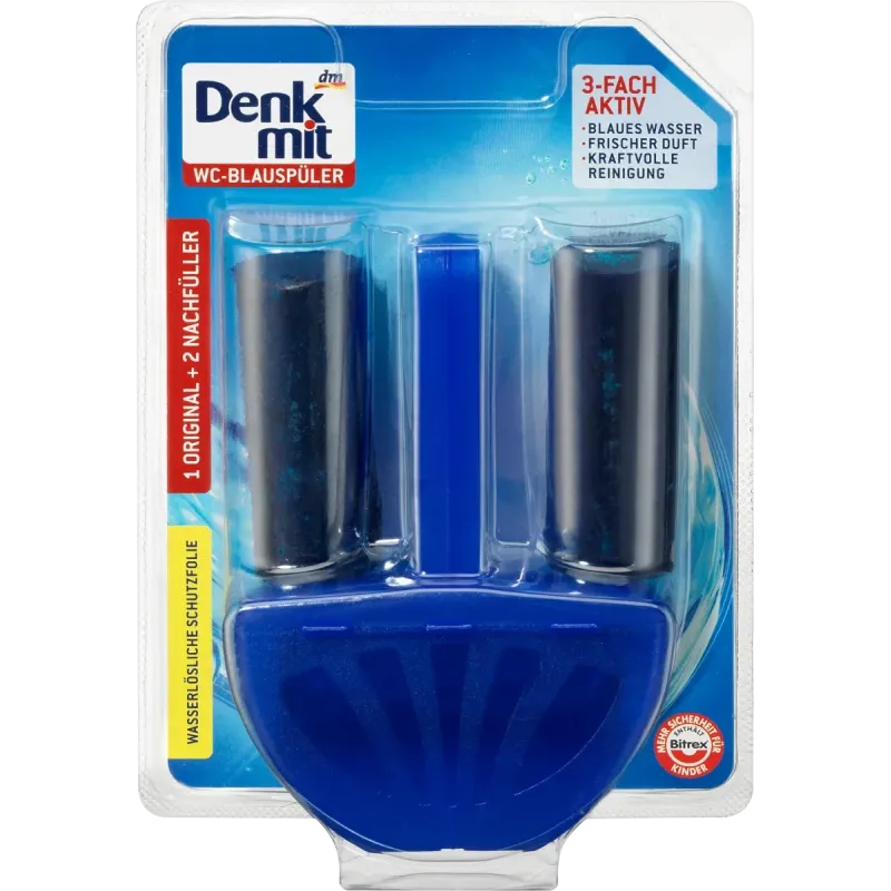 WC-Blue Rinse Aid 1 original + 2 pachete de reumplere, 3 buc