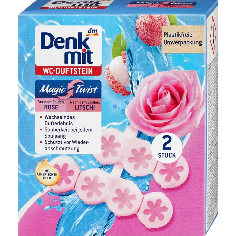WC Fragrance Stone Magic Twist Rose & Lychee, 2 buc