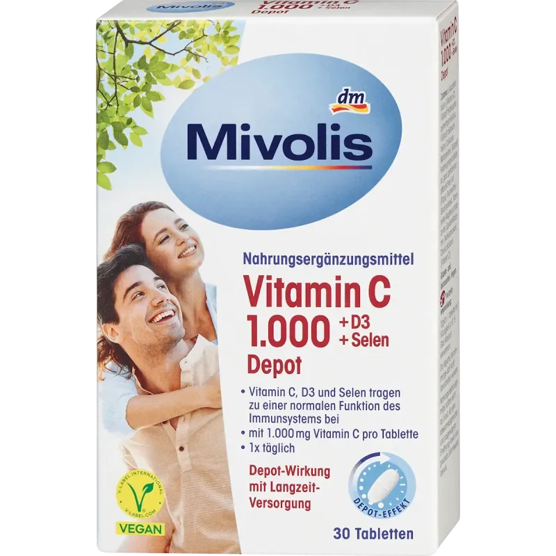 Vitamina C 1000 + D3 + Selenium Depot 30 St, 42 g