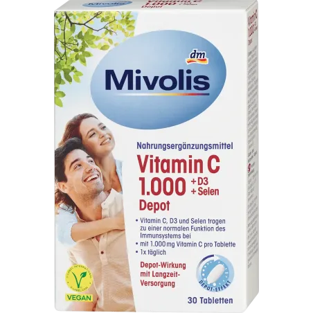 Vitamina C 1000 + D3 + Selenium Depot 30 St, 42 g