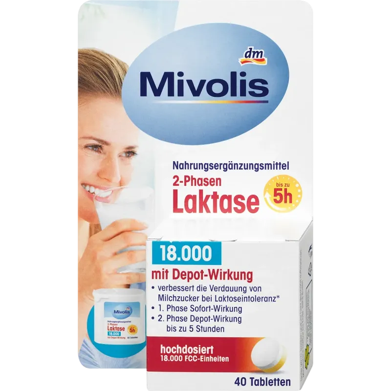 Lactase 18000 comprimate bifazice 40 buc, 20 g