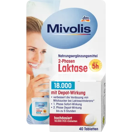 Lactase 18000 comprimate bifazice 40 buc, 20 g