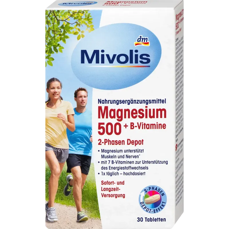 Magneziu 500 + B-Vitamins Depot bifazic, tablete 30 buc., 45 g