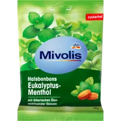 Bonbon, eucalipt-mentol, fără zahăr, 75 g