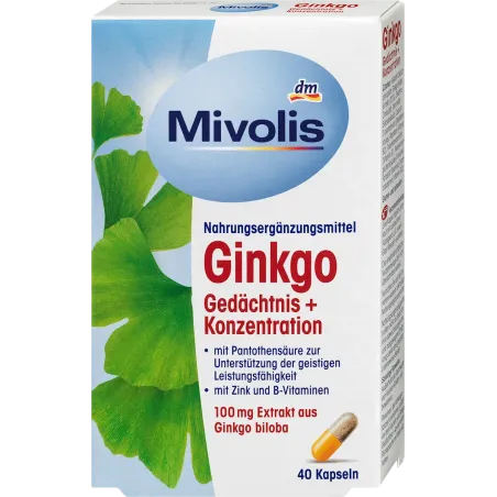 Ginkgo Memory + Capsule de concentrare, 40 buc., 20 g