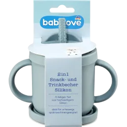 Pahar pentru gustare si baut 2-in-1 silicon albastru, 1 bucata