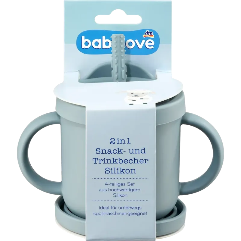 Pahar pentru gustare si baut 2-in-1 silicon albastru, 1 bucata