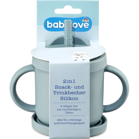 Pahar pentru gustare si baut 2-in-1 silicon albastru, 1 bucata